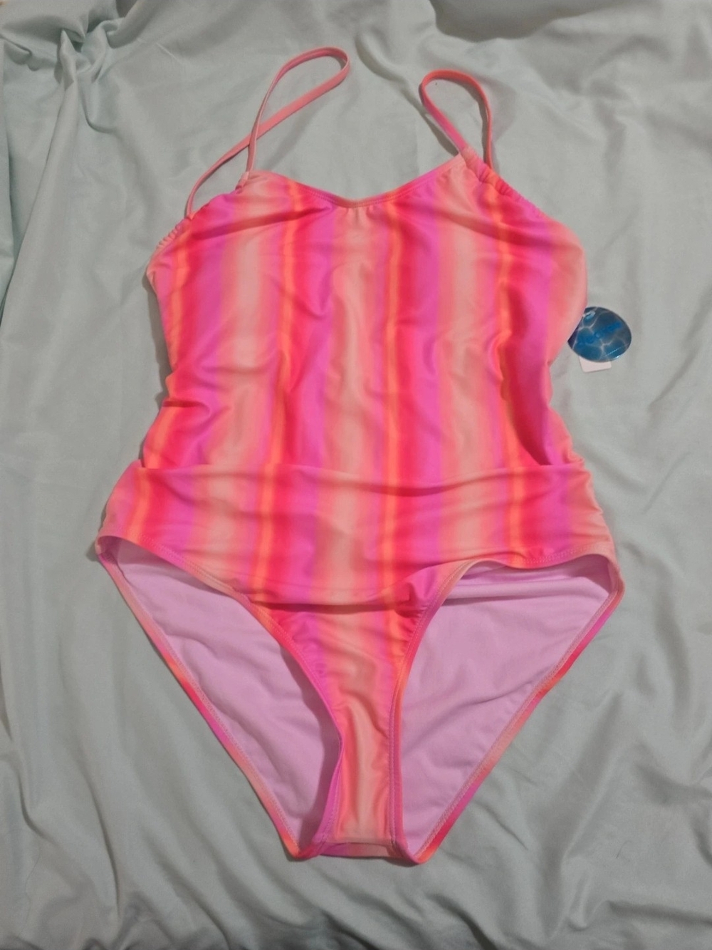 Decree Size L Pink Ombre Stripe One-Piece Swimsuit
